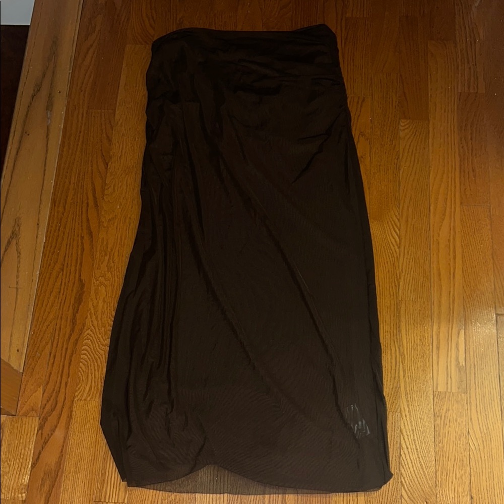 Zara Brown Strapless Dress